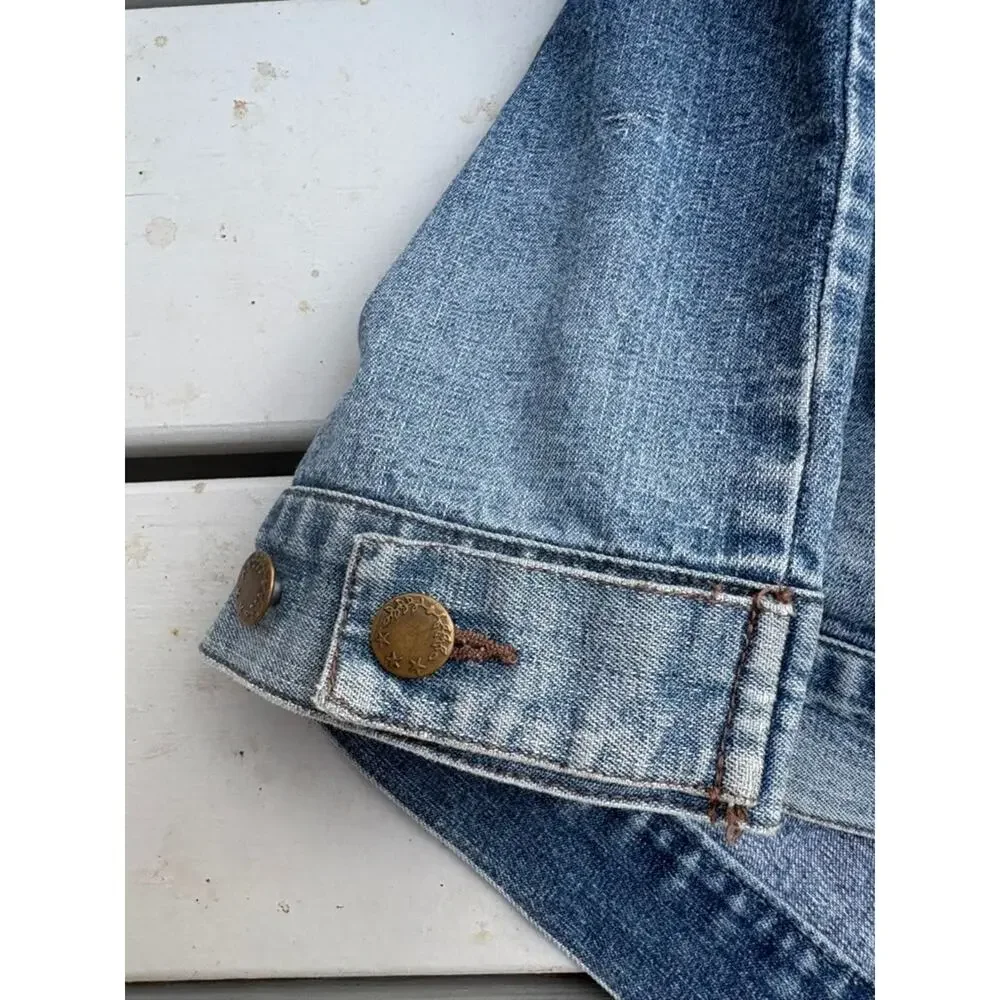 MC ORVIS Denim Trucker Jacket Mens XXL 58 Blue Button Front Faded Jean Coat